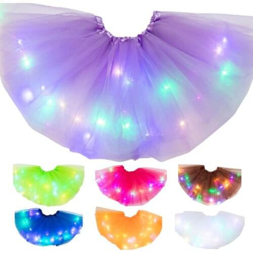 Kid Girl Baby Skirt Fancy Led Light Up Pettiskirt Ballet Sequin Toddler Princess Party Dance Tulle Skirts Children Clothing