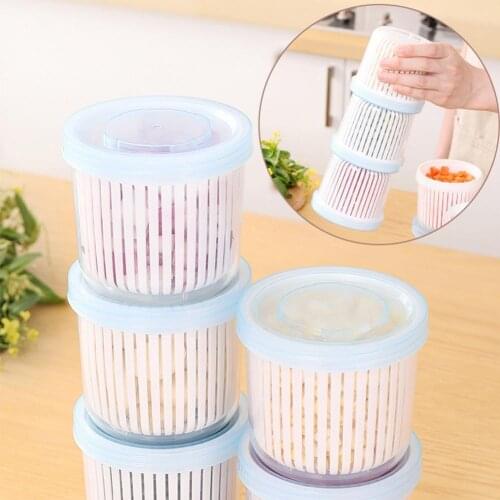 Food Drain Sealed Box Garlic Onion Refrigerator Food Kitchen Organizer Storage Accessories Round Storage Ginger Box Fresh P6N9