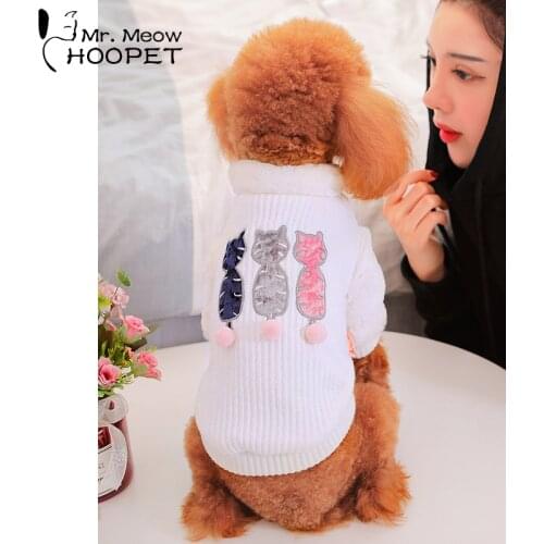 Hoopet Pet Cat Dog Clothing Thicken Warm Clothes For Autumn/Winter Puppy Coat Small Pets Sweater