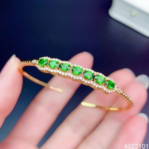 KJJEAXCMY fine jewelry 925 sterling silver inlaid natural diopside new girl luxury hand bracelet supports test Chinese style