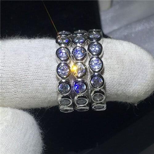 Classic 3-in-1 Jewelry 925 Sterling Silver ring set Sona 3mm 5A zircon Stone Engagement Wedding Band Rings for women men Gift