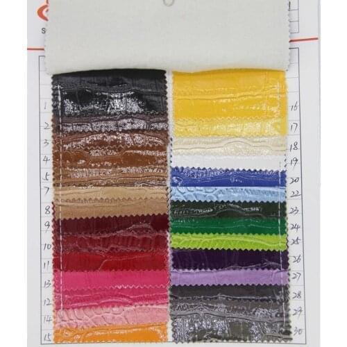 Crocodile grain leather fabric high quality synthetic alligator pattern glossy PVC soft material wholesale
