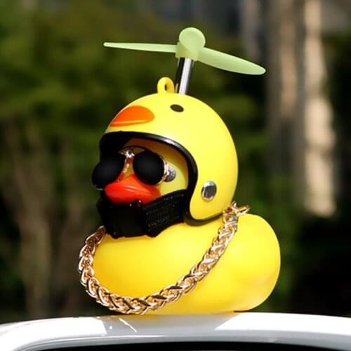 Cute Duck with Helmet Broken Wind Small Yellow Duck Laptop Sticker Riding Cycling Computer Accessories Decor Without Lights
