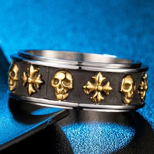 Ring men simple gothic stainless steel skull ring for men ring gifts for male Accessories wholesale fashion punk vintage jewelry