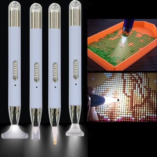 USB Rechargeable Lighting 5D Lighting Point Drill Pen Set Square/Round Drill DIY Portable Embroidery Drawing Tools