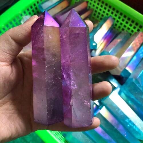 Natural Aura Clear Crystal Point Wand Healing Energy Quartz Home Decoration Reiki Polished Chakra Tower