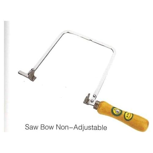 Non-adjustable Coping saw used for cutting tight curves in jewelry wood trim and millwork