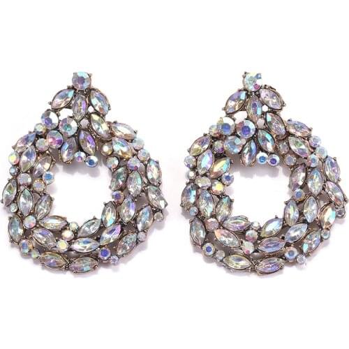 Wholesale za Elegant Crystal Summer Drop Earrings For Women AB Crystal Geometric Hanging Dangle Earrings Statement Ear Jewelry