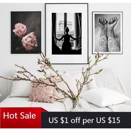 Nordic Poster flowers Back View Canvas Painting Plant Wall Decor Art Pictures For Modern Living Home Room Decorative On The Wall
