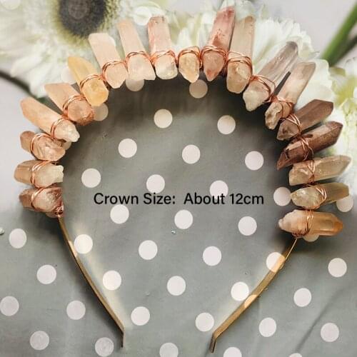 Multicolor Wire Wrapped Pink Color Quartz Freeform Point Crown Tiara Headband Women Crystal Crown Hair Jewelry