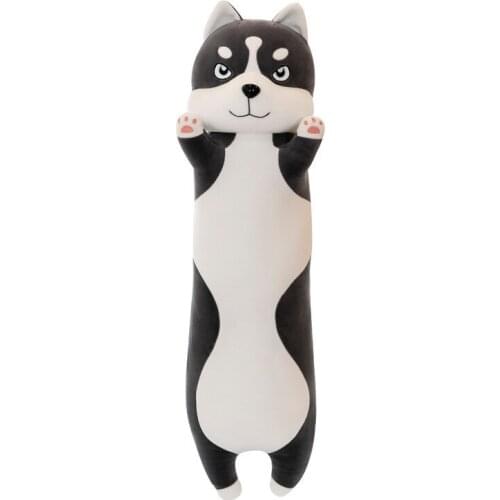 Cute Husky Doll Plush Toys Down Cotton Bed Long Strip Sleeping Doll Pillow Home Decoration Appease Children Girls Holiday Gift
