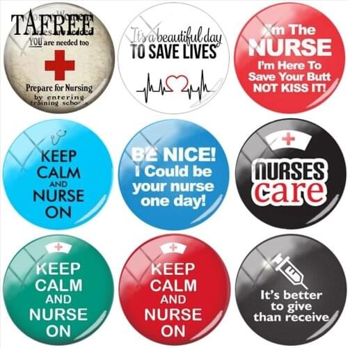 TAFREE Hot Sale Nurses Doctors Electrocardiogram Picture 25mm DIY Glass Cabochon Dome Charms Accessories