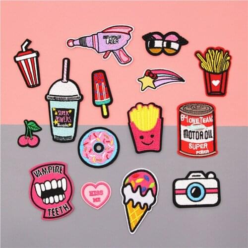 Fabric Embroidered French fries Patch Cap Clothes Sticker Bag Sew Iron On Applique DIY Apparel Sewing Clothing Accessories BU149