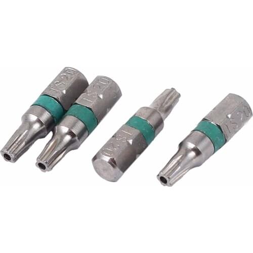 Uxcell Hot Sale 4 Pcs 25mm x 6.3mm TS20 Magnetic Torx Security Screwdriver Bit