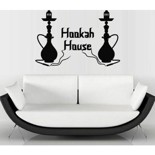 Vinyl Wall Decal Hookah Hooka Logo Window Decals Shisha Lounge Relax Sign For Shop Bar Home Living Room Bedroom Decor N171