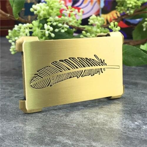 Luxury Feather Solid Brass Belt Buckles For Men Belt Waist Buckle For Belt DIY Accessories Leather Craft Men Buckle Belt BK0116