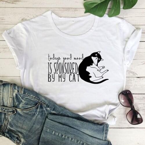 Todays Good Mood Is Sponsored By My Cat T-shirt Funny 90s Cat Mom Gift Tshirt Aesthetic Tumblr Hipster Graphic Tee Shirt Top