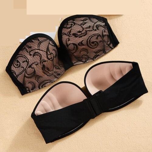 Mozhini high quality Strapless bra Bandage thick cup super Push Up bra strapless Invisible wedding Bra Push Up tops party bra