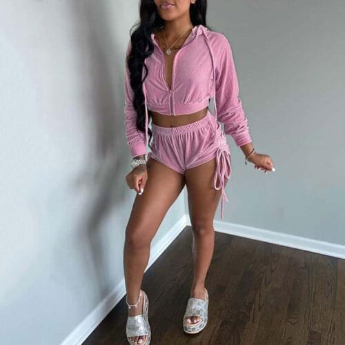 Autumn Sexy Club Outfits Velvet Tracksuit Women Velour Tracksuit 2 Piece Set Women Velvet Set Two Piece Short Set For Women