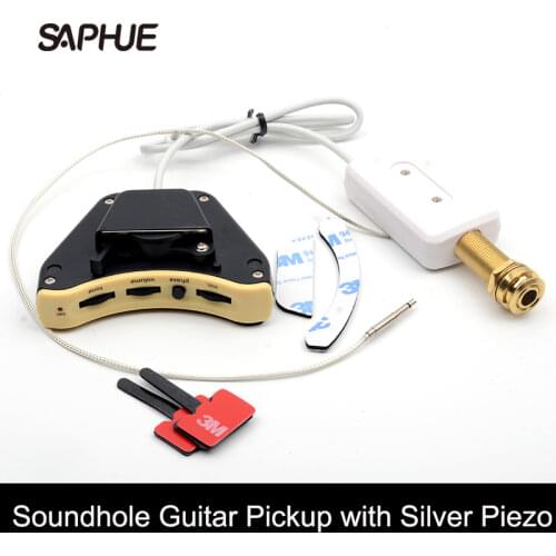 Soundhole Guitar Pickup White Pickup with Silver Piezo or Hard Naked Piezo with endpin output