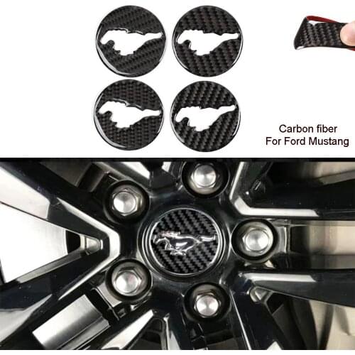 4*Carbon fiber Wheel Center Hub Caps Sticker Cover Trim For Ford Mustang 2015-19