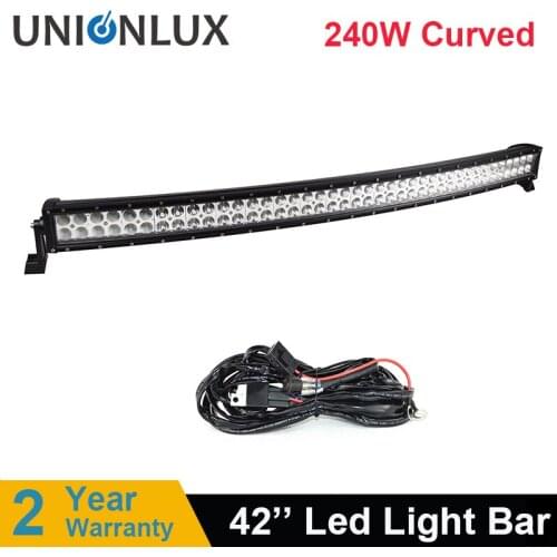 42inch 240w Curved led light bar Combo Flood Spot CE RoHS offroad led work light bar 12v 24v Driving Lamp waterproof
