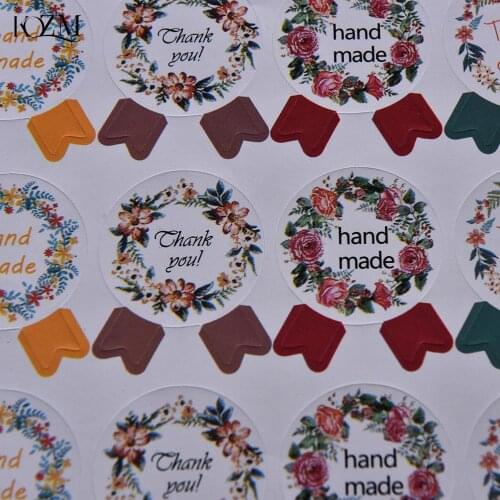 5 Sheets DIY Hand Made Handmade Sticker Gift Cake Baking Sealing Sticker 60pcs/lot Vintage Stickers Kraft Label Sticker