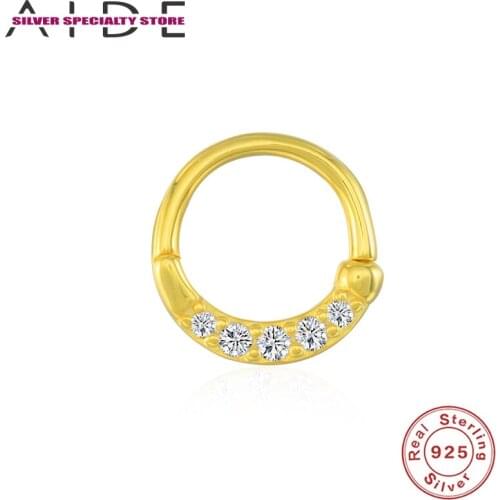 AIDE 1PCS Hoop Earring S925 Silver Earrings For Women Trend Piercing Earring For Girl Fine Jewelry Zircon Pendientes Aretes