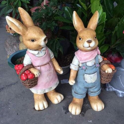 American Country Rabbit Ornaments Villa Garden Plant Landscaping Flowerpot Outdoor Lawn Decorations Resin Crafts
