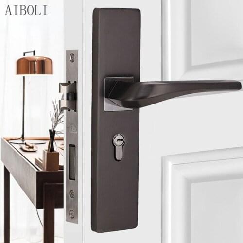 Mute Door Lock Handle Lock Bedroom Interior Door Lock Room Magnetic Mechanical Lock Modern Minimalist