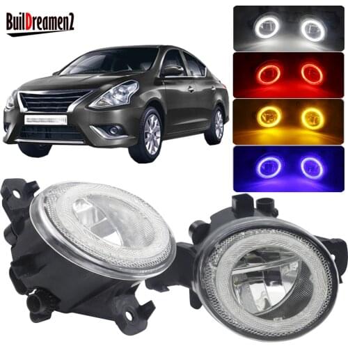 Buildreamen2 Car Fog Light 4000LM LED Angel Eye DRL Daytime Running Lamp 12V For Nissan Sunny Sedan G10/N16 2012-2019