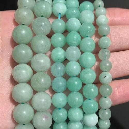 6-10mm Natural Jadeite Beads Natural Stone Green Burmese Jades Round Loose Beads for Jewelry Making DIY Bracelets Necklace 15