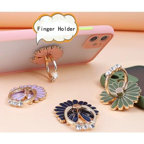 360 Degree Finger Ring Phone Holder For iPhone 12 Pro Max 11 XS Samsung Huawei Xiaomi On Case Diamond Daisy Support Accessories