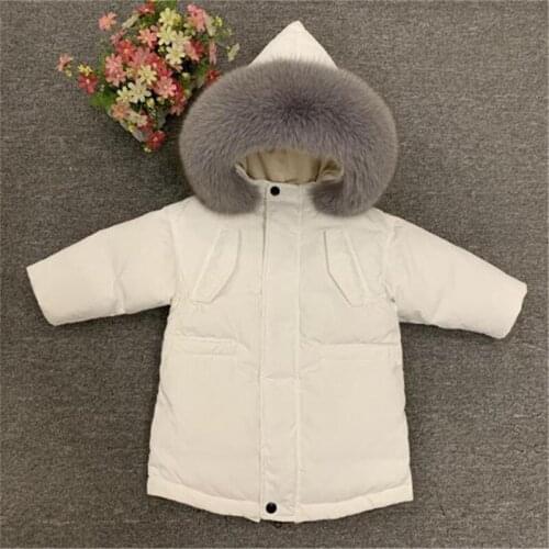 Kids Down Coat 2020 Winter Natural Fur Children Inner Fleece Super Warm Jacket Outerwear For Boys Girls 90-140 CM TX316