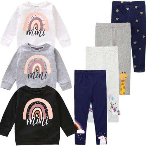 Baby Girls Clothes Childrens Clothing Sets Rainbow Sweatsuit & Long Pants Set Boys Winter Costumes 2 4 6 Years Kid Tracksuit