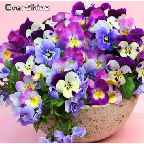 EverShine DIY Diamond Embroidery Full Drill Square Flowers Diamond Painting Colorful Picture Cross Stitch Mosaic Decor For Home