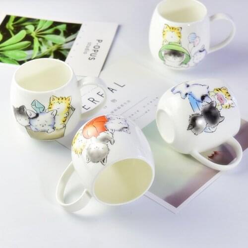 Hot Sale Cute Cat printing Bone china dinnerware sets tea cup tea mug wholesales