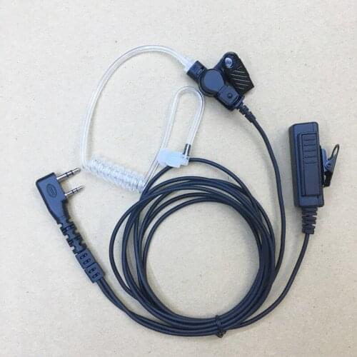 Honghuismart Long Big PTT Air Tube headphone K plug 2pins for Kenwood Baofeng Puxing Wouxn Wererwei Quansheng etc walkie talkie