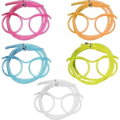 J60B Eyeglasses Silly Fun Straws Assorted Colors Flexible Drinking Straws Boys Gifts