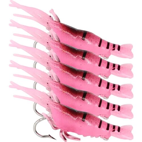 AS 5PCS Soft Lure Artificial Bait Luminous Shrimp Silicone Simulation Prawn Carp Wobbler Fishing Tackle/Lure/Accessories Sea