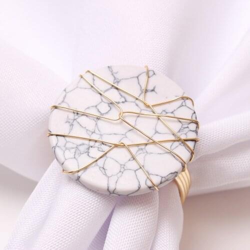 10pcs New copper wire hand-knitted napkin ring, high-end natural agate napkin buckle, handmade turquoise napkin ring