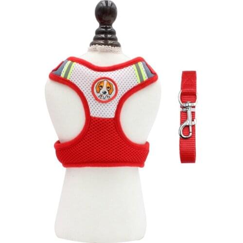 15PCS / LOT Dog Harness And Leash Set Vest Mesh Breathable Pet Chest Strap Reflective Dog Rope