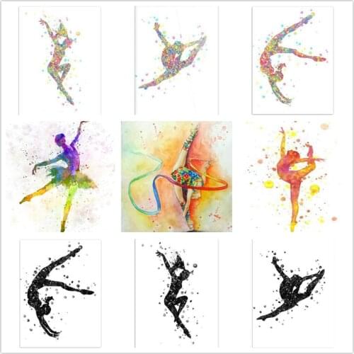 Rainbow color gymnastics 5D diamond painting abstract girl ballerina diamond embroidery cross stitch kit mosaic wall decoration