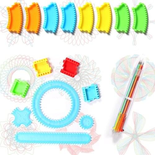 Spirograph Drawing Set 16pcs Accessories and Colorful Design Pen Creative Art kit,Coloring Track Model Drawing Educatonal Toy