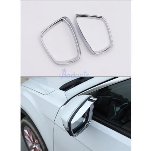 For Volkswagen For VW T-Roc TROC 2018-2020 Rear Rearview Mirror Rain Shade Cover Trim Glass Sun Visor Shield Frame Chrome