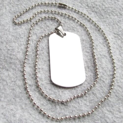 Stainless Steel Army Dog Tags with 24" Bead Chains Blank Military Dog Tags with chains together 100sets/lot Wholesale
