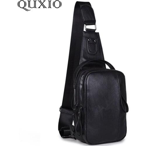2020 New Mens PU Leather Messenger Bag Good quality Shoulder Chest Pack Black color Man crossbody Bags WY085