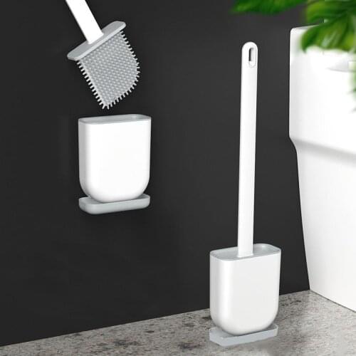 New Hanging Toilet Washing Brush Stand Holder Silicone Clean Bathroom Accessories Brief Sets Household Products Flat WC Tools