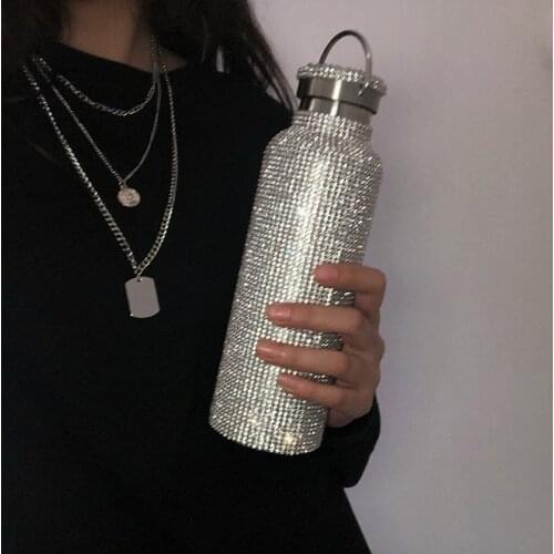 New Thermos Cup Stainless Steel Portable Flash Drill Water Bottle With Drill Inlaid Water Cup Creative Personality Decoration