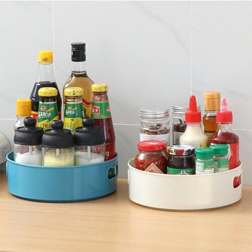 Spice Rack Turntable Multifunctional Rotating Storage Box Lightweight Organizer Tray 360 Degree Rotating Tray Kitchen Shelf MJ